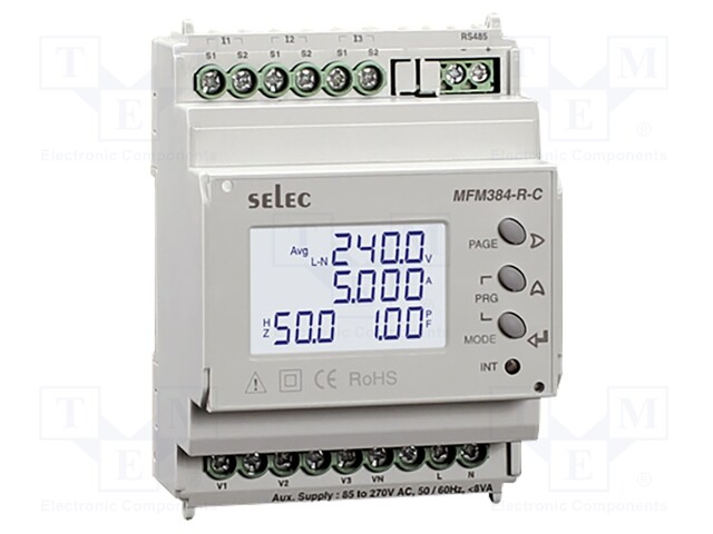 Power network meter; for DIN rail mounting; digital,mounting