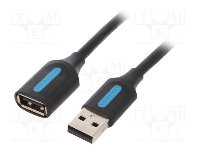 Cable; USB 2.0; USB A socket,USB A plug; nickel plated; 0.5m