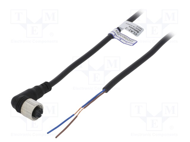 Connection lead; M12; PIN: 2; angled; 2m; plug; Insulation: PVC