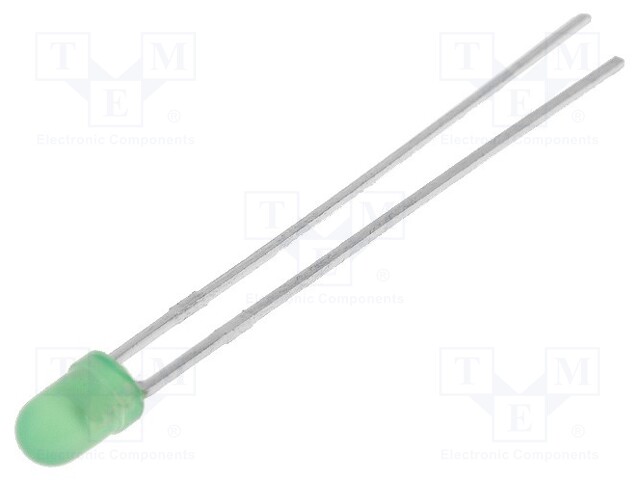 LED; 3mm; green; 15mcd; 40°; Front: convex