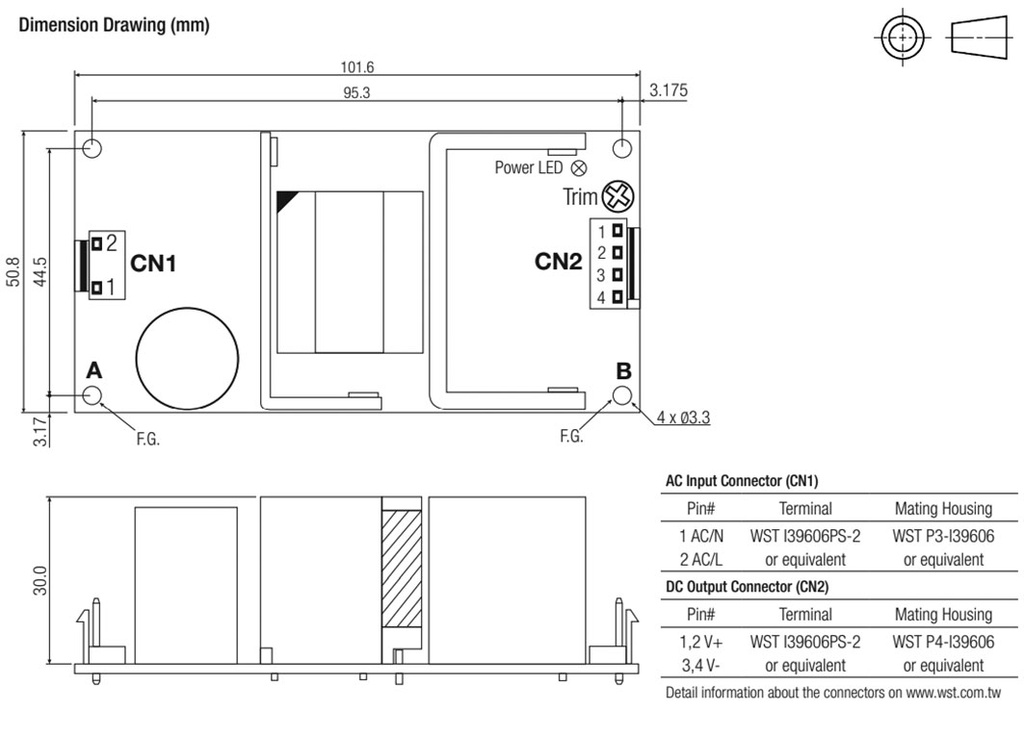 Power supply: switched-mode; 60W; 127÷370VDC; 90÷264VAC; OUT: 1