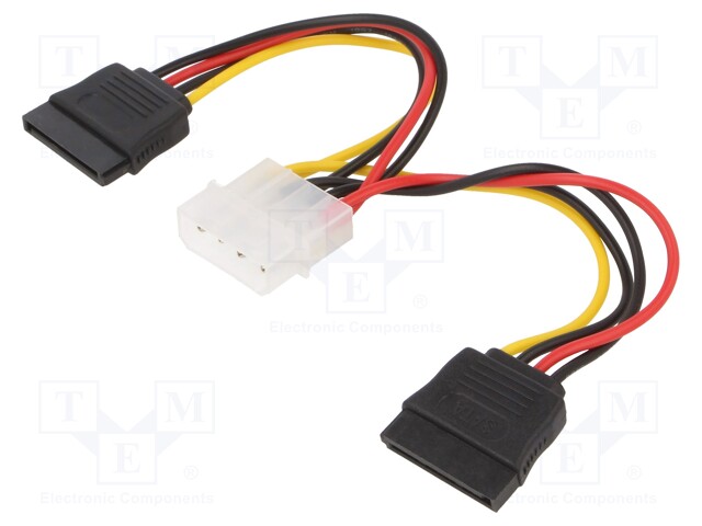 Cable: mains SATA; Molex male,SATA 15pin female x2; 0.15m