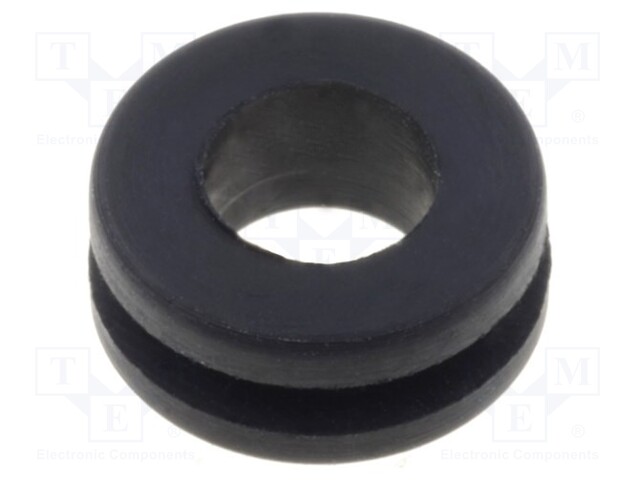 Grommet; Ømount.hole: 6mm; Øhole: 4.1mm; rubber; black