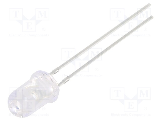 LED; UV; 30°; 20mA; 114mW; λd: 360÷370nm; 3÷3.8V; THT; Front: convex