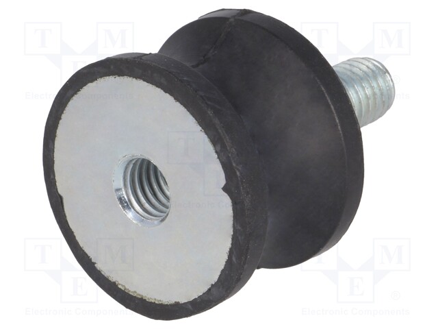 Vibration damper; M8; Ø: 30mm; rubber; L: 20mm; Thread len: 23mm