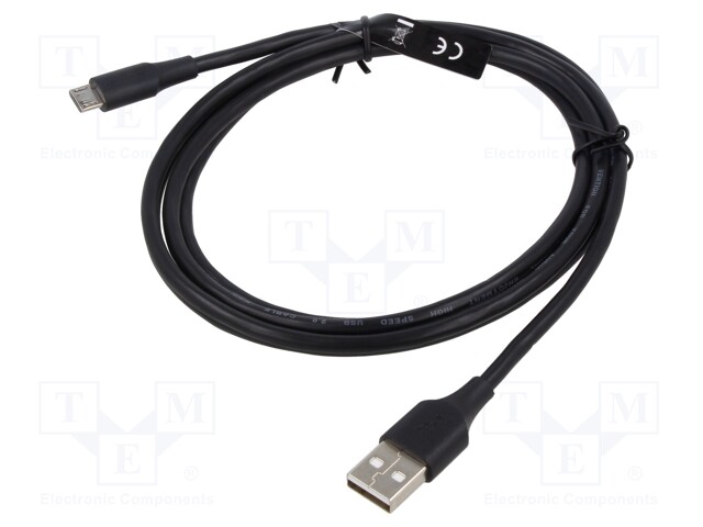 Cable; USB 2.0; USB A plug,USB B micro plug; nickel plated; 1.5m