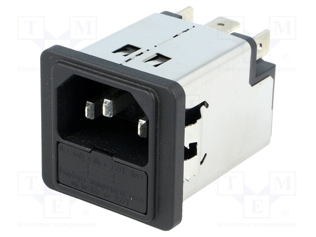 Connector: AC supply; socket; male; 6A; 250VAC; IEC 60320; 0.7mH