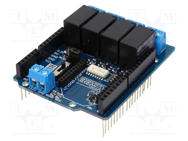 Module: relay; shield; 12VDC; pin strips; Application: ARDUINO