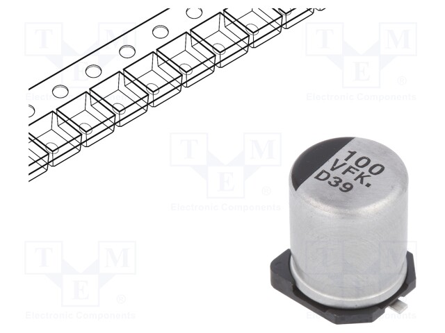 Capacitor: electrolytic; low impedance; SMD; 100uF; 35VDC; ±20%