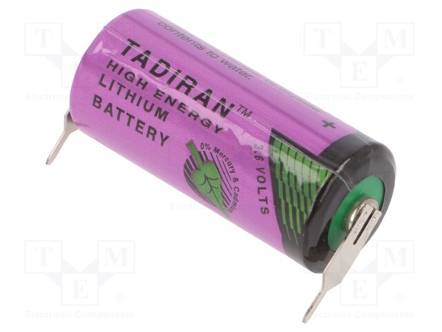 Battery: lithium (LTC); 3.6V; 2/3AA; 2pin; Ø14.7x33.5mm; 1600mAh