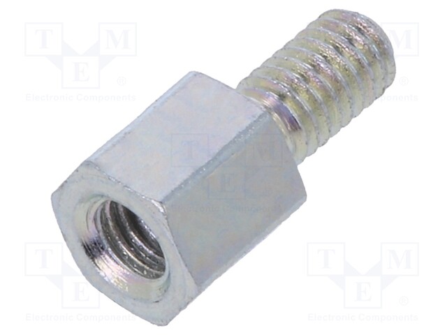 Screwed spacer sleeve; Int.thread: M3; 5mm; Ext.thread: M3; steel