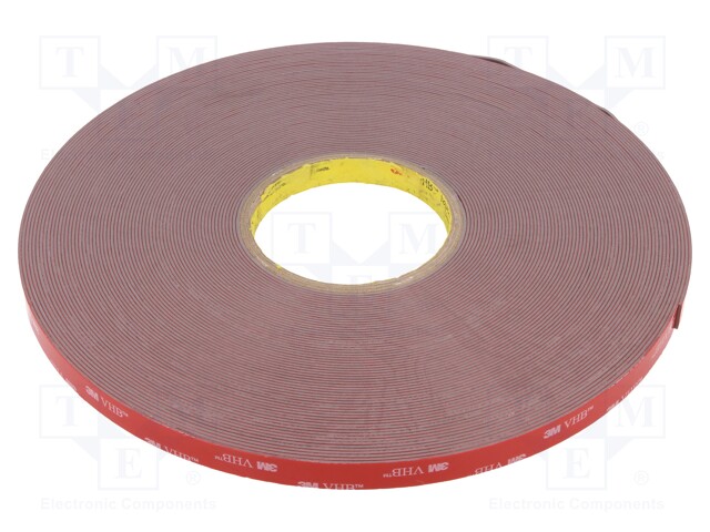 Tape: fixing; W: 12mm; L: 33m; D: 1.1mm; acrylic; grey; max.120°C