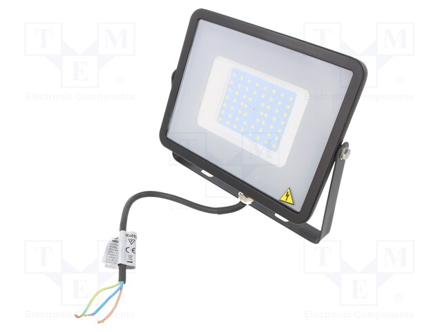 Lamp: LED flood light; 6400K; IP65; Body: black; 50W; 220/240VAC