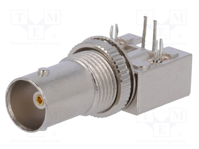 Socket; BNC; female; angled 90°; 75Ω; THT; on PCBs; polypropylene