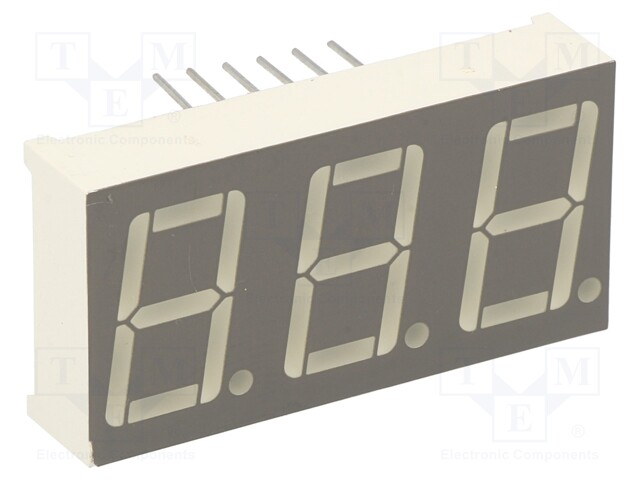 Display: LED; 7-segment; 14.2mm; 0.56"; No.char: 3; green; 8÷16mcd