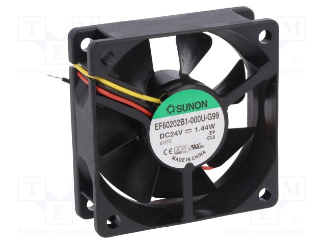 Fan: DC; axial; 24VDC; 60x60x20mm; 39.07m3/h; 34.5dBA; ball bearing