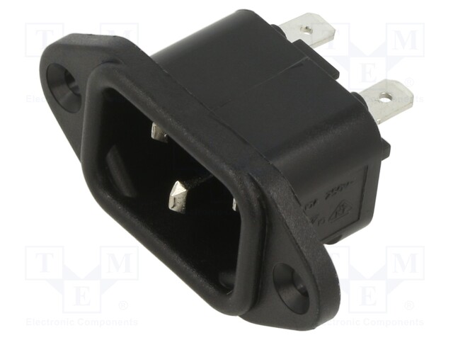 Connector: AC supply; socket; male; 10A; 250VAC; C14 (E); -40÷70°C