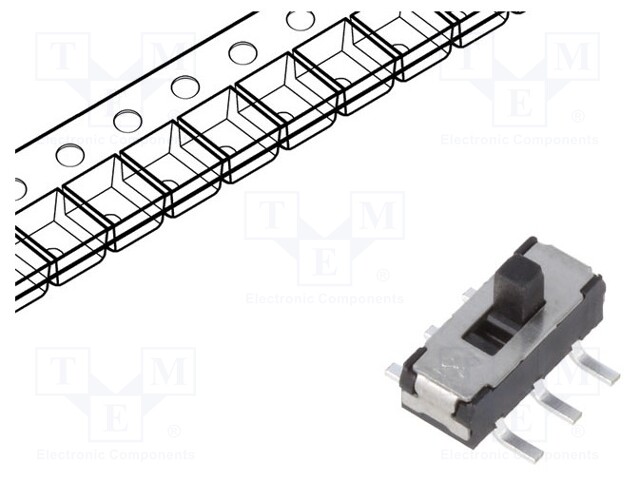 Switch: slide; Pos: 2; DPDT; 0.3A/6VDC; ON-ON; Mounting: SMT