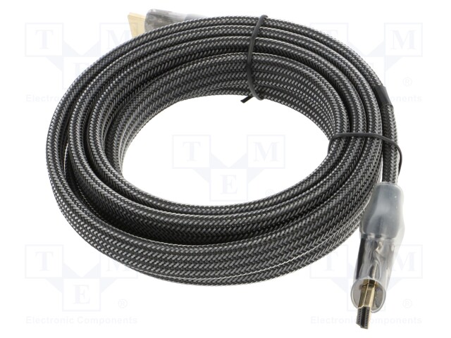 Cable; HDMI 2.0,flat; HDMI plug,both sides; PVC; textile; Len: 2m