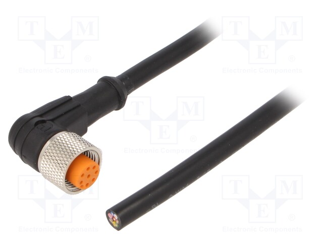 Connection lead; M12; PIN: 8; angled; 2m; plug; 30VAC; 2A; -25÷80°C