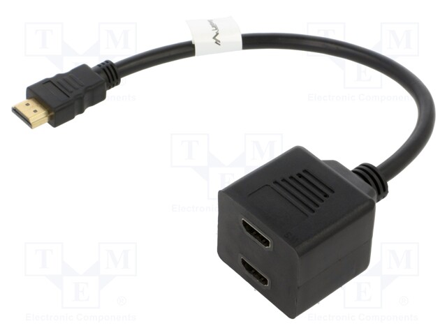 Adapter; HDMI 1.4; HDMI socket x2; 0.2m; black; Enclos.mat: ABS