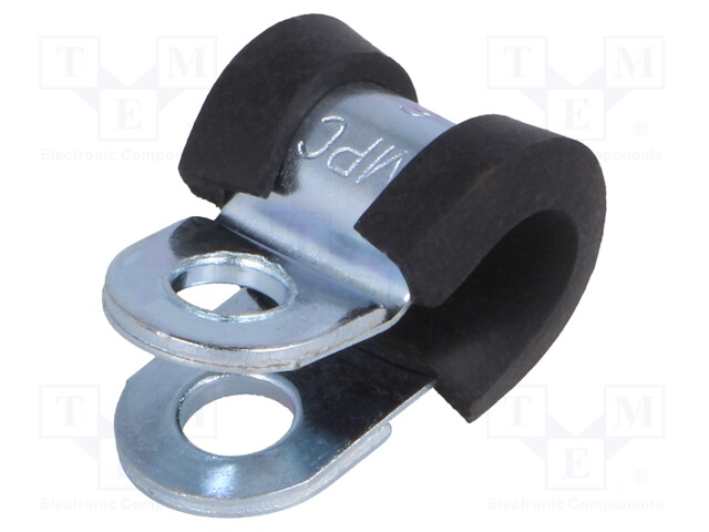 Fixing clamp; ØBundle : 6mm; W: 12mm; steel; Cover material: EPDM