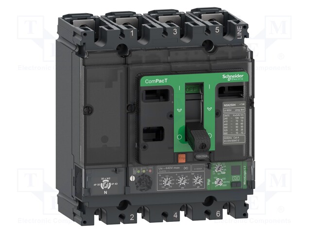 Power breaker; Poles: 4; DIN; Inom: 250A; NSX; IP40; -25÷70°C; 690VAC