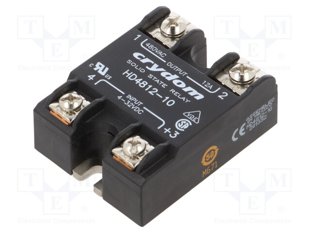 Relay: solid state; Ucntrl: 4÷32VDC; 12A; 48÷530VAC; -40÷80°C
