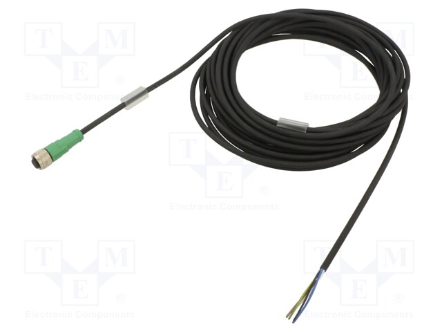 Connection lead; M12; PIN: 5; straight; 10m; plug; 60VAC; 4A; 60VDC