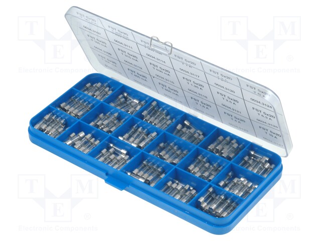 Kit contents: fuses; fuse; 5x20mm; Range of val: 0,1A÷10A; 75pcs.