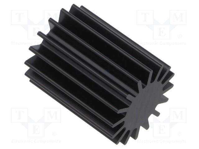 Heatsink: extruded; round; LED; black; L: 37.5mm; aluminium; Ø: 30mm