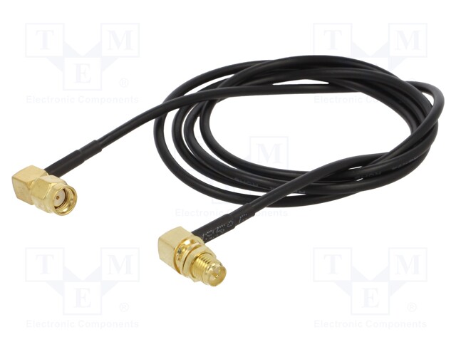 Cable; 50Ω; 1m; RP-SMA male,RP-SMA female; black; angled