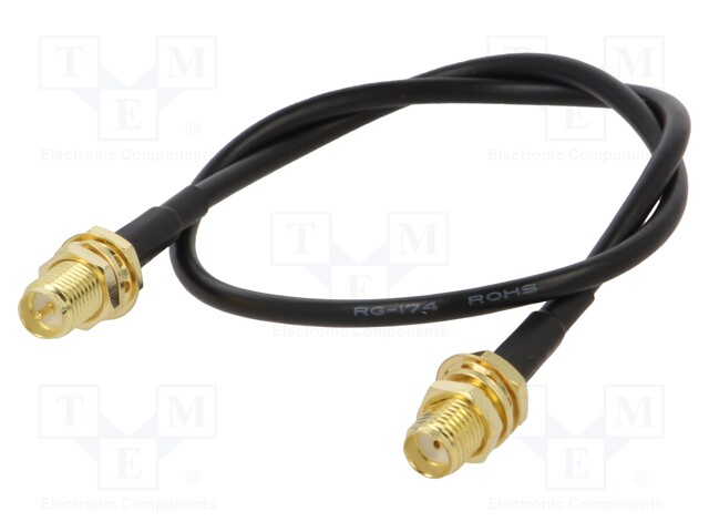 Cable; 50Ω; 0.3m; RP-SMA female,SMA socket; black; straight