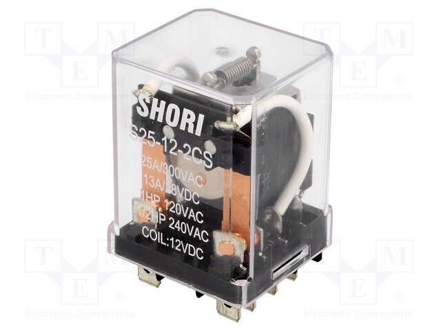 Relay: electromagnetic; DPDT; Ucoil: 12VDC; 30A/250VAC; 13A/28VDC