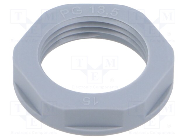 Nut; PG13,5; polyamide; 27mm; grey; Thread: PG; Entrelec