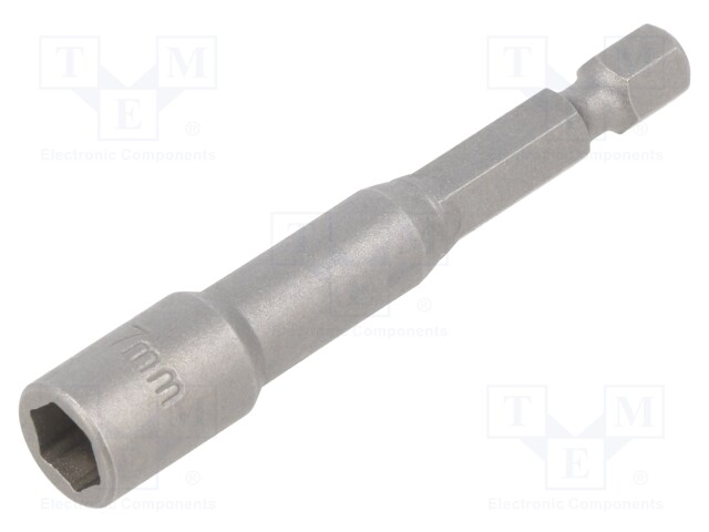 Screwdriver bit; hex socket; Socket: HEX 7mm; Overall len: 66mm