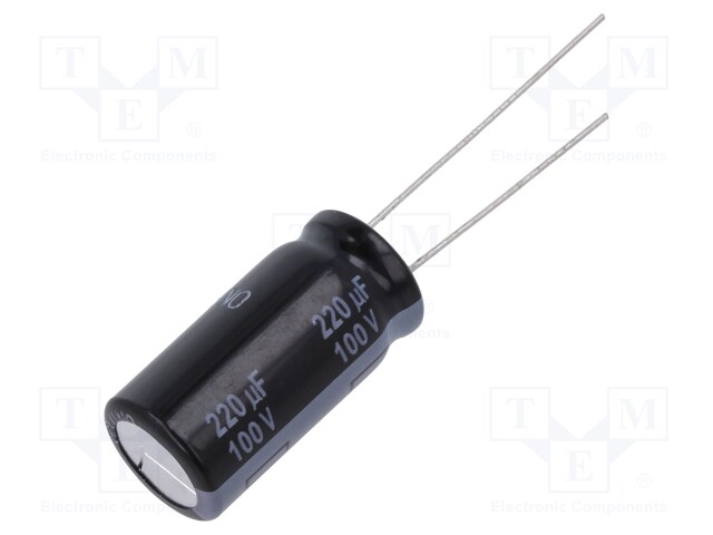 Electrolytic Capacitor, 220 µF, 100 V, FS Series, ± 20%, Radial Leaded, 10000 hours @ 105°C