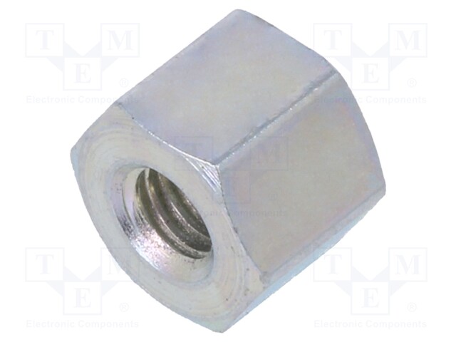 Screwed spacer sleeve; Int.thread: M3; 5mm; hexagonal; steel; zinc