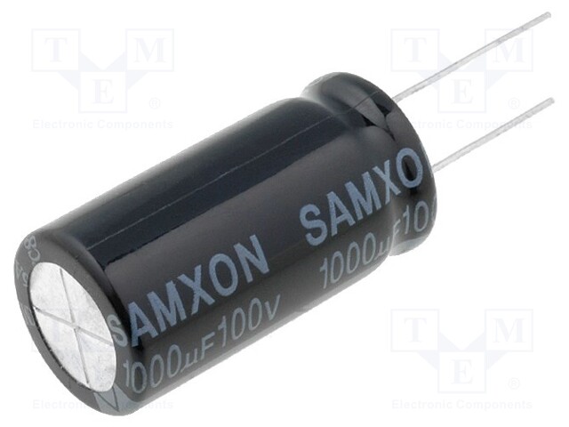 Capacitor: electrolytic; THT; 1mF; 100VDC; Ø18x40mm; ±20%