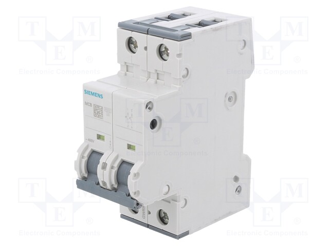 Circuit breaker; 230/400VAC; Inom: 6A; Poles: 2; DIN; Charact: C; 6kA