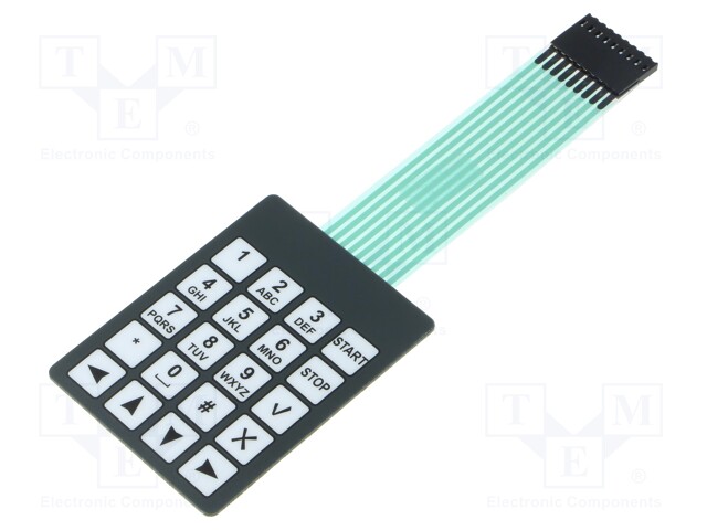 Keypad: membrane; No.of butt: 20; W: 54mm; Pitch: 2.54mm; L: 72mm