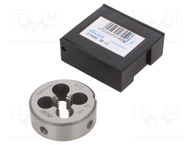 Threading die; HSS; M12; 1.75; Ø: 38mm; Thk: 14mm; 6g