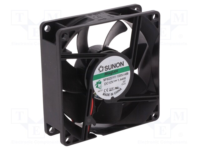 Fan: DC; axial; 12VDC; 80x80x25mm; 69.29m3/h; 33dBA; Vapo; 3200rpm