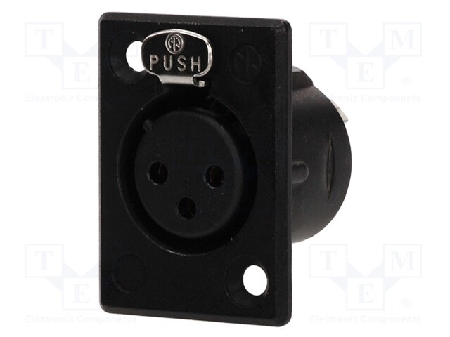 Socket; XLR; female; PIN: 3; flange (2 holes),for panel mounting