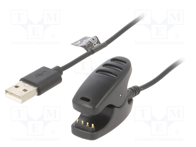 Cable: for smartwatch charging; 1m; 1A; black