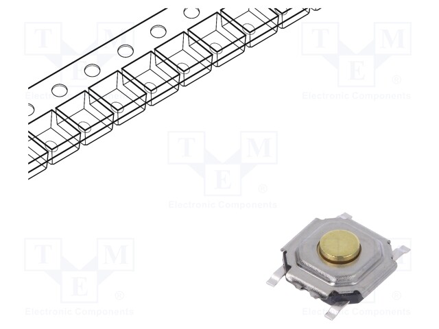 Microswitch TACT; SPST; Pos: 2; 0.05A/12VDC; SMT; 2.6N; 1.5mm; round