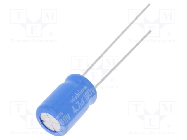 Capacitor: electrolytic; THT; 4.7uF; 100VDC; Ø8x11.5mm; ±20%; 1000h