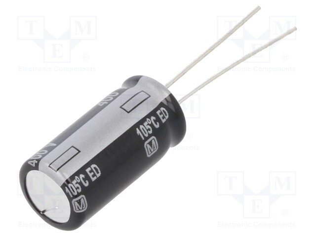 Capacitor: electrolytic; THT; 10uF; 400VDC; Ø10x20mm; Pitch: 5mm