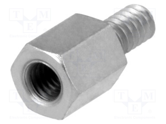 Screwed spacer sleeve; Int.thread: M3; 6mm; Ext.thread: UNC4-40