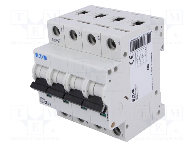 Circuit breaker; 400VAC; Inom: 63A; Poles: 3+N; DIN; Charact: C; 6kA